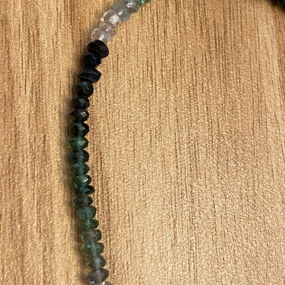 Green black and clear tourmaline necklace on a 925 sterling silver chain - Picture 7 of 11